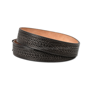 Cinturón Unisex de Cuero Negro Premium con Textura de Cesta Tejida, Estilo Vaquero Occidental, Cinturón de Cuero Texturizado de Alta Calidad - Product Image 2