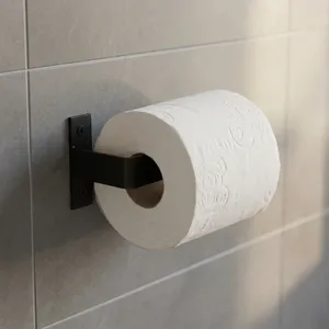 Modern Matte <b>Black</b> Metal Wall Mounted Toilet <b>Paper</b> Holder Minimalist Bathroom <b>Tissue</b> Roll Dispenser Contemporary Bathroom Access - Product Image 5