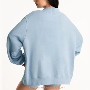 Sweat-shirt en molleton à col montant pour femme, personnalisé avec logo d'usine, en coton brodé, coupe oversize - Product Image 4
