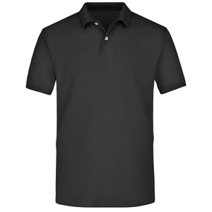 Polo Negro Ajustado para Hombre con Ribete en Contraste Rojo, Manga Corta, Informal, Tejido, Color Sólido - Product Image 2