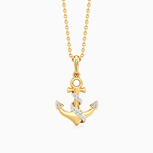 Collier pendentif ancre nautique en diamant de laboratoire pour femme, or 10K 14K 18K plaqué rhodium, bijoux de luxe pour mariage - Product Image 4