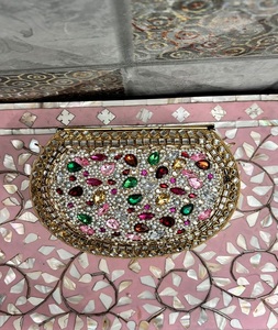 Stone Resin <b>Bags</b> & Kundan Resin <b>Clutch</b> Designer Shoulder Fashion Women Lady <b>Bags</b> <b>Green</b> Marble - Product Image 5
