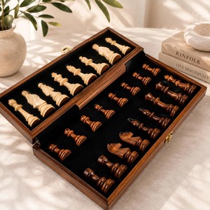 Eco Friendly Solid <b>Wood</b> Folding <b>Chess</b> <b>Board</b> Set Beginner Friendly for Adults and Kids High Quality Luxury Handmade - Product Image 2