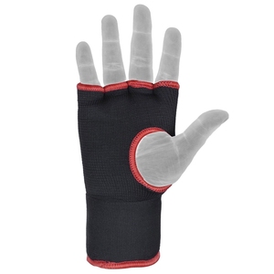 Quick Hand <b>Wraps</b> & boxing Inner Gloves <b>Black</b> with red trimming - Product Image 3