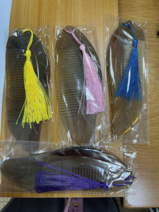 Hot Deal du Vietnam 100% Peigne à cheveux en corne de buffle de luxe naturel Dents fines Logo personnalisé-Compagnon de cheveux élégant - Product Image 4