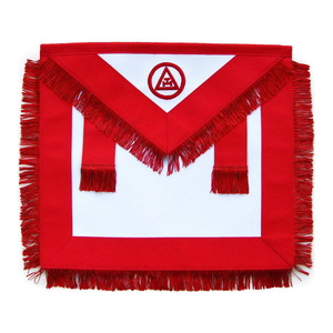 Royal Arch Member Chapter <b>Apron</b> Red <b>White</b> Fringe Tassels Embroidered Emblem Masonic Ceremonial Regalia Custom Wholesale - Product Image 1