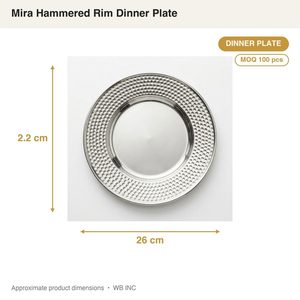 Assiette de table martelée polie miroir en acier inoxydable SS304 de 26 cm, style INS, faite à la main, pour la maison et les mariages - Product Image 4