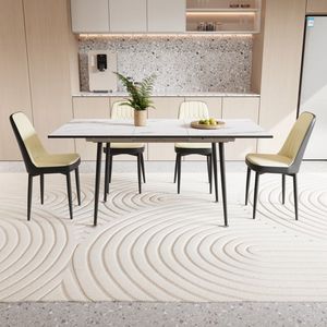 Juego de Mesa de Comedor Extensible de 47 y 63 Pulgadas para 2-6 Personas, Sillas de Comedor Elegantes con Tapicería de PU y Cojines Gruesos para el Comedor - Product Image 1