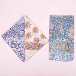 Écharpe carrée en coton de style bohème, motif floral imprimé à la main, masque facial réutilisable, respectueux de la peau, ethnique - Product Image 2
