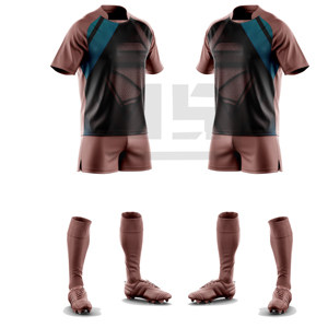 Conjunto de Jersey y Pantalones Cortos Deportivos de Rugby con Cuello en V, Personalizados, 100% Poliéster, Antibacterianos, Ecológicos, Resistentes al Viento, para Interiores y Exteriores - Product Image 6