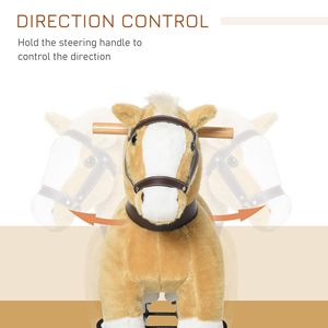 Caballo de Juguete Marrón para Montar, para Niños de 3 a 8 Años, Suave y Abrazable, con Ruedas Fáciles de Mover, Duradero, Juego Interactivo - Product Image 5