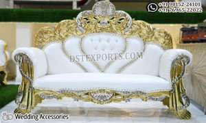 Sofá/Sofá de Dos Plazas de Madera para Bodas al por Mayor, Sofá Glamuroso Dorado Pulido para Parejas, Sofá Victoriano Tallado para Bodas - Product Image 6