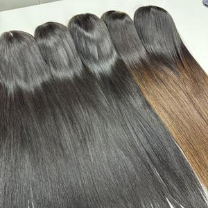 Precio al por mayor 100% Raw Virgin Vietnamita Humano Encaje Peluca Trama Hueso Recto Color Natural Super Doble Extensiones de cabello - Product Image 3