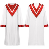 Robe de Prêtre Jésus, Vêtements de Clergé d'Église, Soutane en Polyester avec Broderie Dorée, Costume de Chorale, Robe Longue Liturgique pour Pasteur