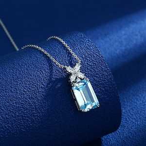 Pendentif délicat en aigue-marine véritable, argent sterling S925, pierre de naissance de mars, cadeau pour elle, pendentif élégant - Product Image 4