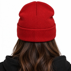 Bonnet tricoté personnalisé unisexe, bonnet d'hiver à revers, couvre-chef chaud, fabricant, forme classique, confort optimal, bonnet en tricot extensible - Product Image 3