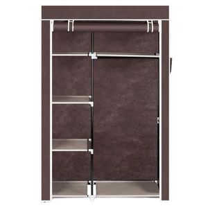 Armadio Pieghevole in Plastica Marrone Scuro con Ripiani per Camera da Letto e Soggiorno - Product Image 4