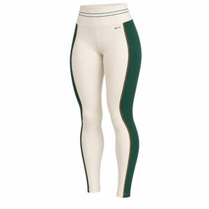 Women's High Waisted Colorblock <b>Leggings</b> With Green <b>Stripe</b> Sporty Full Length Stretch Knitted Workout Pants - Product Image 2