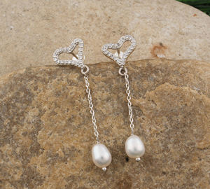 Boucles d'oreilles pendantes de luxe en perles d'eau douce naturelles, argent sterling 925, forme de goutte d'eau délicate, bijoux minimalistes, cadeau pour femme - Product Image 1