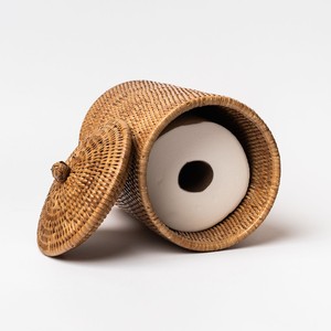 Accesorios de baño, portarrollos de papel higiénico de ratán natural, cesta para pañuelos con tapa - Product Image 5