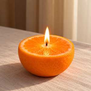 Handcrafted Soy Wax <b>Orange</b> Slice Fruit Citrus Scented Non-Slip Glass Tealight <b>Candle</b> Aromatherapy Home Decor Centerpiece Gift - Product Image 4