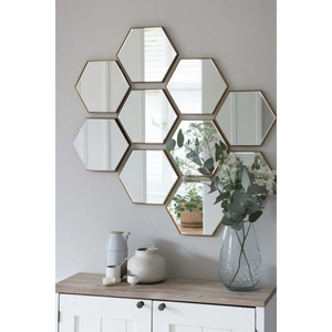 Modern Luxury Geometric Wall <b>Mirror</b> Design Metal <b>Frame</b> Decorative <b>Mirror</b> for Living Room Entryway Silver Glass Home Decor Accent - Product Image 4