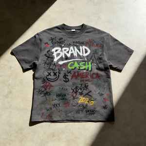 Camiseta de Hombre Casual, Estilo Hip Hop, Cuello Redondo, Estampado, Lavado Ácido, Secado Rápido, 100% Algodón, de la Mejor Calidad, Superventas - Product Image 1