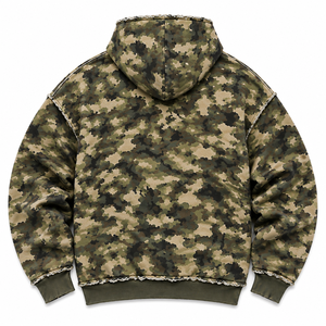 Veste tactique d'hiver camouflage vert déchiré avec fermeture éclair, broderie chaîne personnalisée, coutures premium, 100% coton - Product Image 3