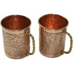 High Quality Indian Work Copper Mug Food Grade Hammered Drink Ware For Moscow Mules And Use Wholesale <b>Gift</b> <b>Set</b> - Product Image 1