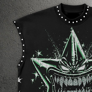 <b>Men's</b> Sun Faded Street Short Sleeve Vests Custom Antique Graphic T-shirt Rhinestone <b>Studs</b> DTG Printed 100% Cotton Quick Dry 2026 - Product Image 3