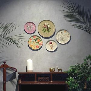 Juego de Platos Decorativos de Cerámica con Diseño Floral, Estilo Shabby Chic, Arte Circular Hecho a Mano, Acabado Envejecido, Paquete de Varias Piezas - Product Image 2