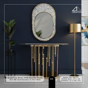 Añade un toque de elegancia contemporánea a tu hogar con esta impresionante mesa consola y espejo con marco de acero inoxidable PVD. - Product Image 3