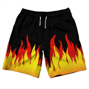 Flame Pattern Printing Custom Logo Breathable <b>Swim</b> Shorts Drawstring Closure Sublimation Basketball Nylon Shorts - Product Image 3