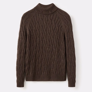 Pull en laine à col roulé pour homme, couleur unie, tricot torsadé, coupe classique, anti-boulochage, idéal pour l'hiver - Product Image 1