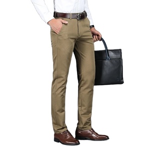 กางเกงผ้าคอตตอน98% ทรงตรงสำหรับผู้ชายกางเกงทรงตรงสำหรับใส่ทำงานทางการแฟชั่นคลาสสิก - Product Image 5