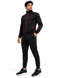 Conjunto Deportivo Premium Personalizado en Negro y Dorado – Chaqueta con Cierre Completo y Pantalones Deportivos para Hombre - Product Image 1
