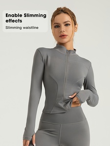 Womens Thumb Hole Yoga <b>Jacket</b> Stretch <b>Workout</b> Fitness Training Running Sports <b>Jacket</b> Custom Logo OEM ODM Private Label Factory - Product Image 3