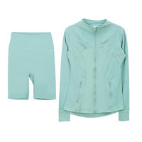 Ensemble de yoga et de fitness pour femmes professionnelles, haut à manches longues à col montant et short extensible, tenue de sport