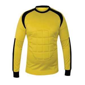 Camiseta de Portero de Fútbol Acolchada de Manga Larga Amarilla para Hombre, Cuello Redondo, Manga Completa, Ropa Deportiva de Poliéster - Product Image 5