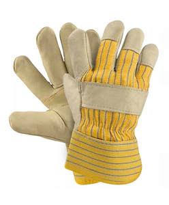 Guantes de Trabajo de Cuero con Puño Amarillo a Rayas, Muñequera Elástica, para Uso en Exteriores, Estilo Primavera-Otoño - Product Image 2