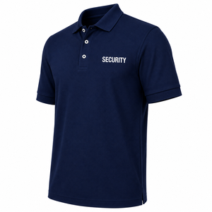 <b>Security</b> Guard <b>Uniform</b> Polo <b>Shirt</b> Men's Short Sleeve Solid <b>Navy</b> <b>Blue</b> Cotton Workwear Custom Logo All Seasons - Product Image 5