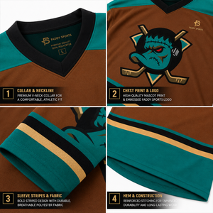 Camiseta de Hockey sobre Hielo Sublimada Personalizada al por Mayor, Uniforme de Equipo Transpirable, Ropa de Entrenamiento Extra Grande Personalizada, Camiseta de Diseño Retro - Product Image 4