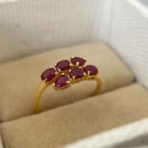 Bague élégante en rubis naturel, bague de fiançailles en argent sterling 925 plaqué or 14 carats, style Art Déco classique pour femme - Product Image 5