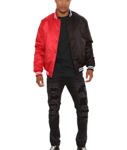 Custom Canvas Vintage Winter <b>Varsity</b> <b>Jacket</b> for Men Windproof <b>Plain</b> Dyed with Logo 2026 - Product Image 1