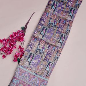 ผ้าแจ็คการ์ดวิสโคสสีม่วงเข้ม โดลา ขนาด 45 นิ้ว ลายกามคารี  ขอบผ้าลายดามานแบบทออย่างดี  น้ำหนักเบา สำหรับตัดเย็บชุดคุर्ตาผู้ชาย - Product Image 1