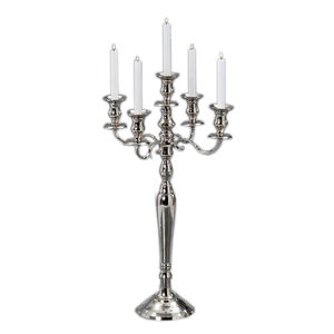 Bougeoir conique de bureau pour la décoration d'hôtel de mariage Fourniture directe d'usine en métal Fer Or Chandelier à 5 bras Festival - Product Image 4