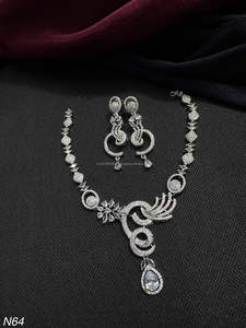 Ensemble de bijoux de mariée en diamant américain classique Collier et boucles d'oreilles en deux pièces pour mariage Style classique à la mode - Product Image 4