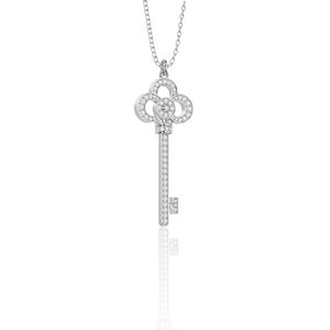Collier en argent avec moissanite ronde en forme de clé, plaqué platine/or/argent, style mignon pour femme, idéal pour les occasions festives - Product Image 2