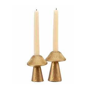 Gold Mushroom <b>Candle</b> Stand <b>Tapered</b> Shape Aluminum Holder Use for Weddings Dining Table and Living Room Parties for Home Decor - Product Image 2