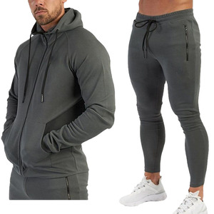 Chándal Deportivo Personalizado Unisex Gris con Capucha, Sudadera Larga de Forro Polar, Pantalones con Cordón, Secado Rápido, Ajuste Deportivo, Color Sólido, Invierno - Product Image 1
